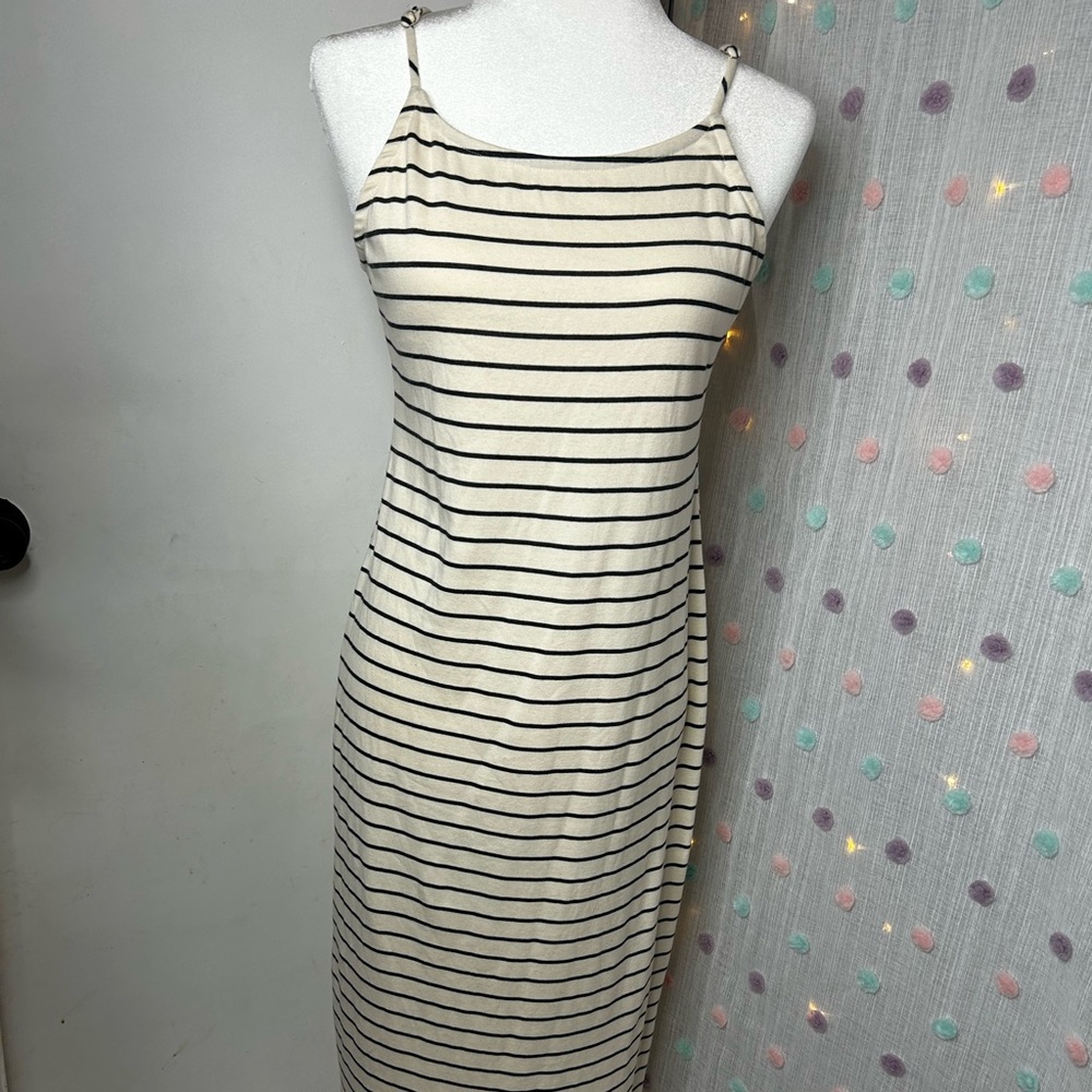 Gilli Cream and Black Striped Maxi Tank Dress